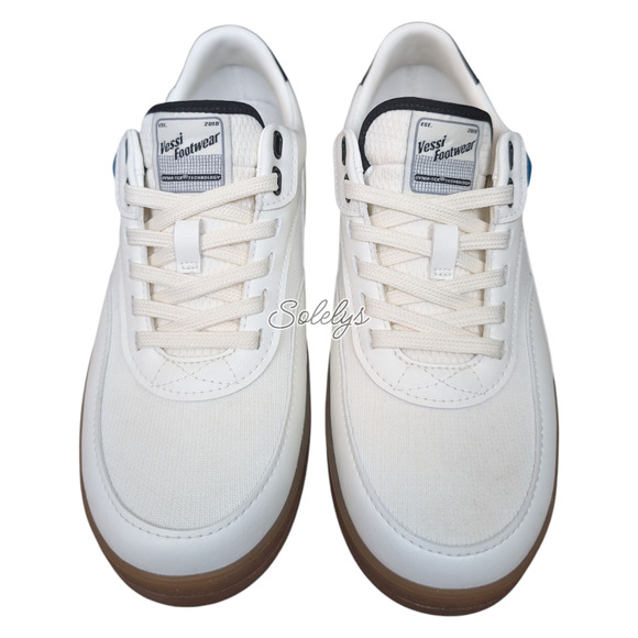 Vessi Courtside Classic Mens 7 Off White Black Vegan Waterproof Dyma-Tex Sneaker - Picture 2 of 11
